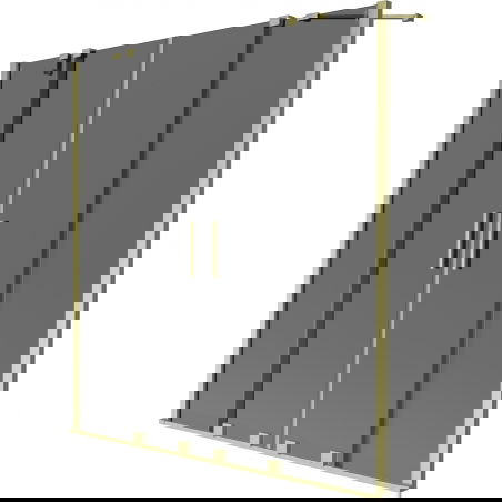 Mexen Velar Duo vana paravan 2dílný zasouvací 150 x 150 cm, grafit, zlatý kartáčovaný - 896-150-000-42-55
