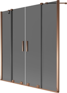 Mexen Velar Duo vanová zástěna 2-křídlová posuvná 150 x 150 cm, grafit, růžové zlato - 896-150-000-42-60