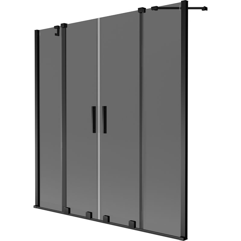 Mexen Velar Duo vanová zástěna 2-křídlová posuvná 150 x 150 cm, grafit, černý - 896-150-000-42-70