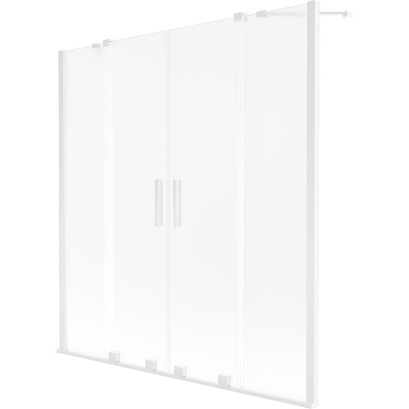 Mexen Velar Duo vanová zástěna 2-křídlá posuvná 150 x 150 cm, matné sklo, bílá - 896-150-000-32-20