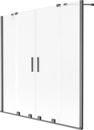 Mexen Velar Duo vanová zástěna 2křídlá posuvná 150 x 150 cm, matná, gun gray kartáčovaná - 896-150-000-32-66