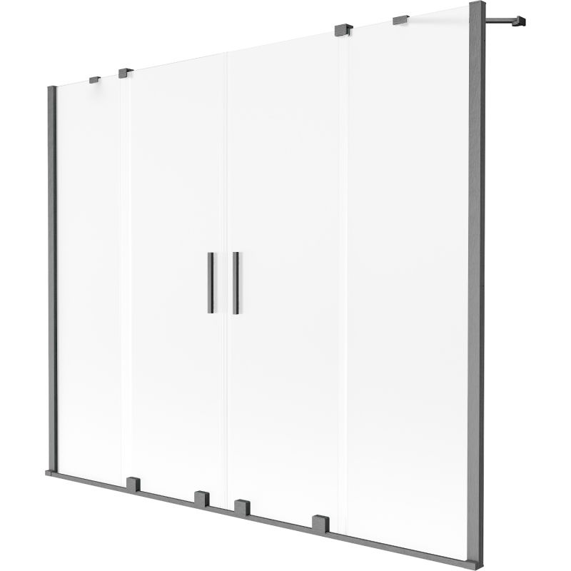 Mexen Velar Duo vanová zástěna 2-křídlová posuvná 180 x 150 cm, mat, gun gray kartáčovaný - 896-180-000-32-66