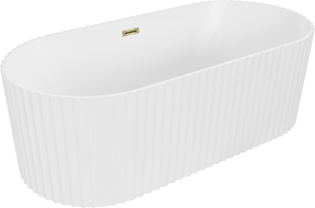 Mexen Paola volně stojící vana rýhovaná 170 x 80 cm, bílá mat, přepad zlatý - 52721708001-50