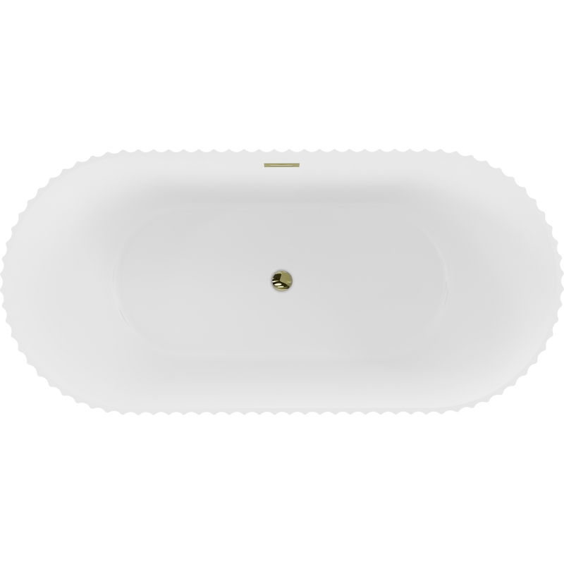 Mexen Paola volně stojící vana rýhovaná 170 x 80 cm, bílá mat, přepad zlatý - 52721708001-50
