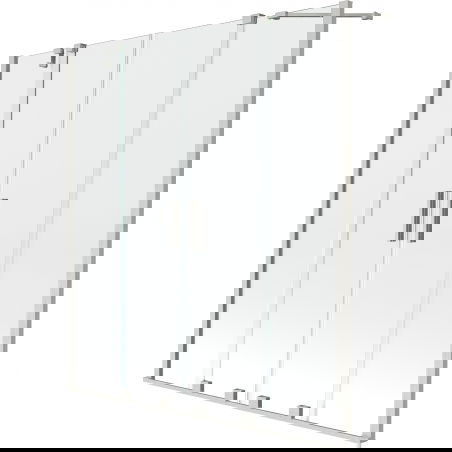 Mexen Velar Duo vanová zástěna dvoukřídlá posuvná 150 x 150 cm, transparentní, kartáčovaný nikl - 896-150-000-02-97