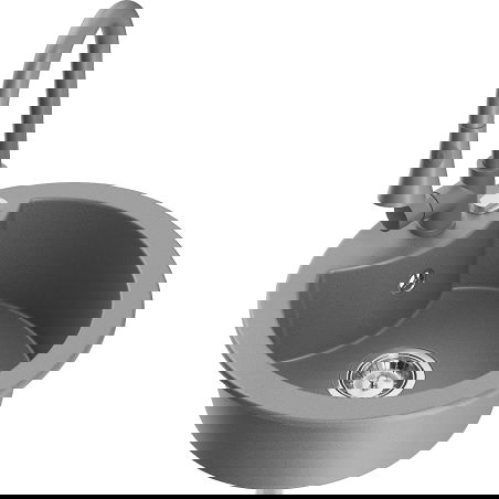 Mexen Diego granitový dřez jednokomorový s kuchyňskou baterií Elia, šedý - 6512-71-670101-71