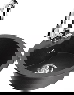 Mexen Diego granitový dřez s 1 komorou a kuchyňskou baterií Elia, černý s tečkami - 6512-76-670101-00