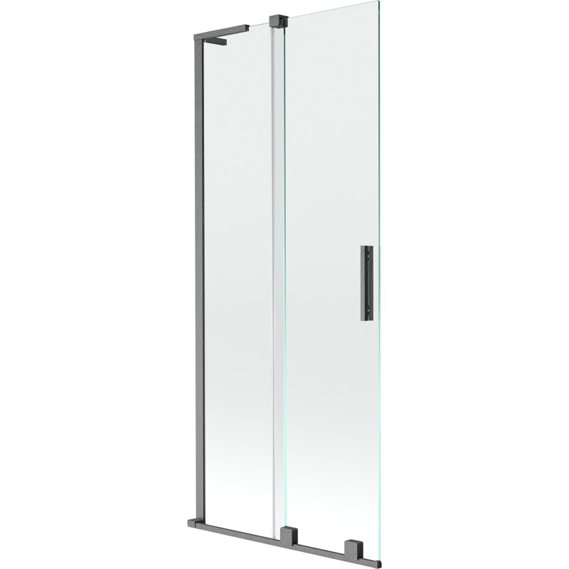 Mexen Velar L dvoukřídlá posuvná vanová zástěna 80 x 150 cm, transparentní, gun gray kartáčovaný - 896-080-003-01-66