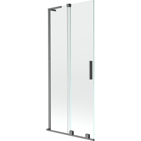 Mexen Velar L dvoukřídlá posuvná vanová zástěna 80 x 150 cm, transparentní, gun gray kartáčovaný - 896-080-003-01-66