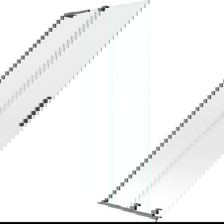 Mexen Velar L výsuvná vanová zástěna 2-křídlová, 80 x 150 cm, transparentní, kartáčovaná zbraňová šedá - 896-080-003-01-66