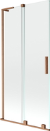 Mexen Velar L vanová zástěna 2-křídlová posuvná 90 x 150 cm, transparentní, kartáčovaná měď - 896-090-003-01-65
