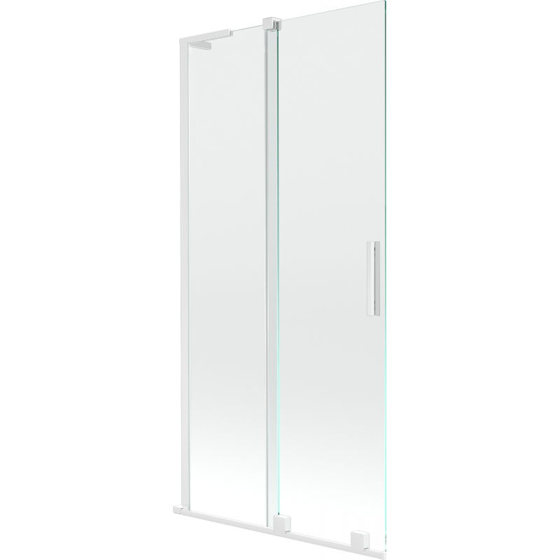 Mexen Velar L vanová zástěna 2křídlová posuvná 95 x 150 cm, transparentní, bílá - 896-095-003-01-20