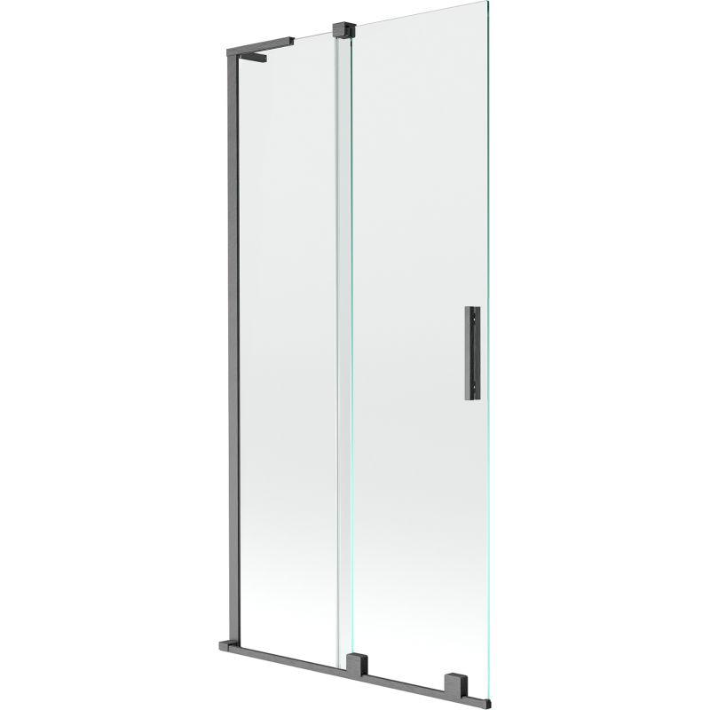 Mexen Velar L posuvná dvoukřídlá vanová zástěna 95 x 150 cm, transparentní, kartáčovaná gun šedá - 896-095-003-01-66