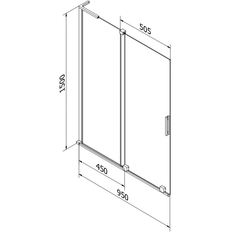 Mexen Velar L posuvná dvoukřídlá vanová zástěna 95 x 150 cm, transparentní, kartáčovaná gun šedá - 896-095-003-01-66