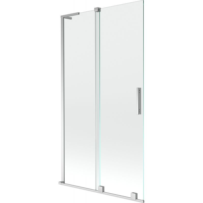 Mexen Velar L vanová zástěna 2-křídlová posuvná 100 x 150 cm, transparentní, chrom - 896-100-003-01-01