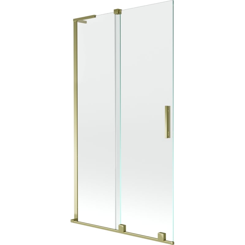 Mexen Velar L vanová zástěna dvoukřídlá posuvná 100 x 150 cm, transparentní, zlatá - 896-100-003-01-50