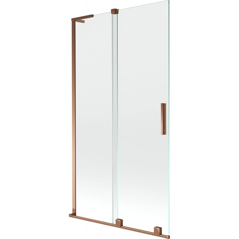 Mexen Velar L vanová zástěna 2-křídlová posuvná 100 x 150 cm, transparentní, růžové zlato - 896-100-003-01-60