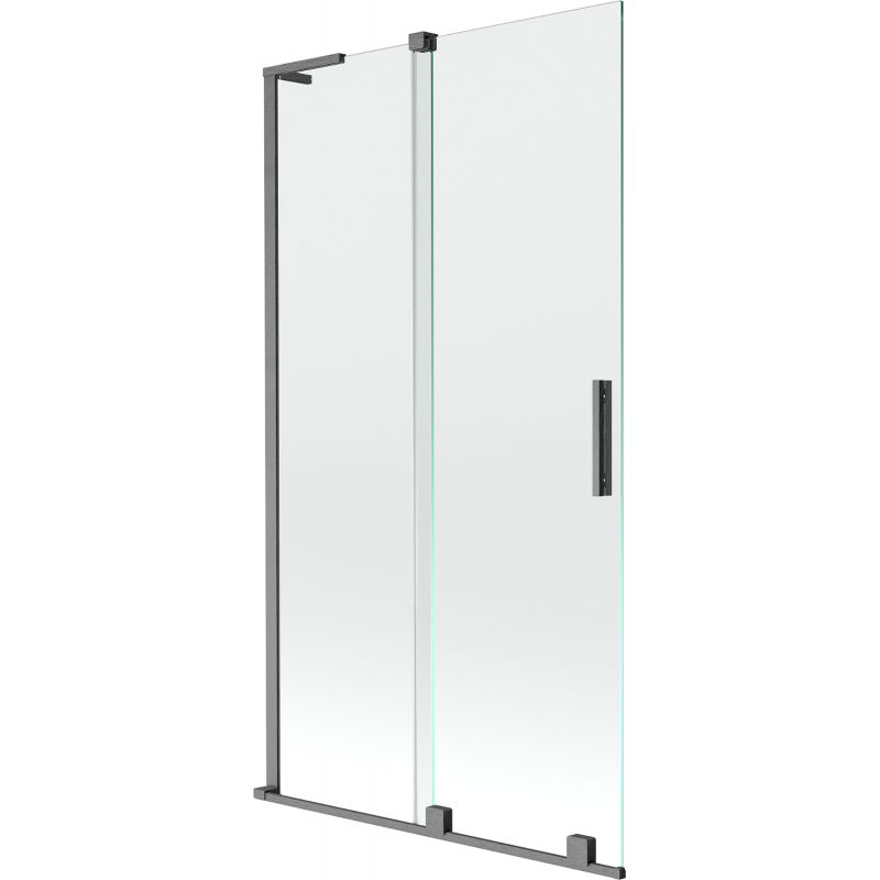 Mexen Velar L posuvná vanová zástěna dvoudílná 100 x 150 cm, průhledná, gun gray kartáčovaná - 896-100-003-01-66