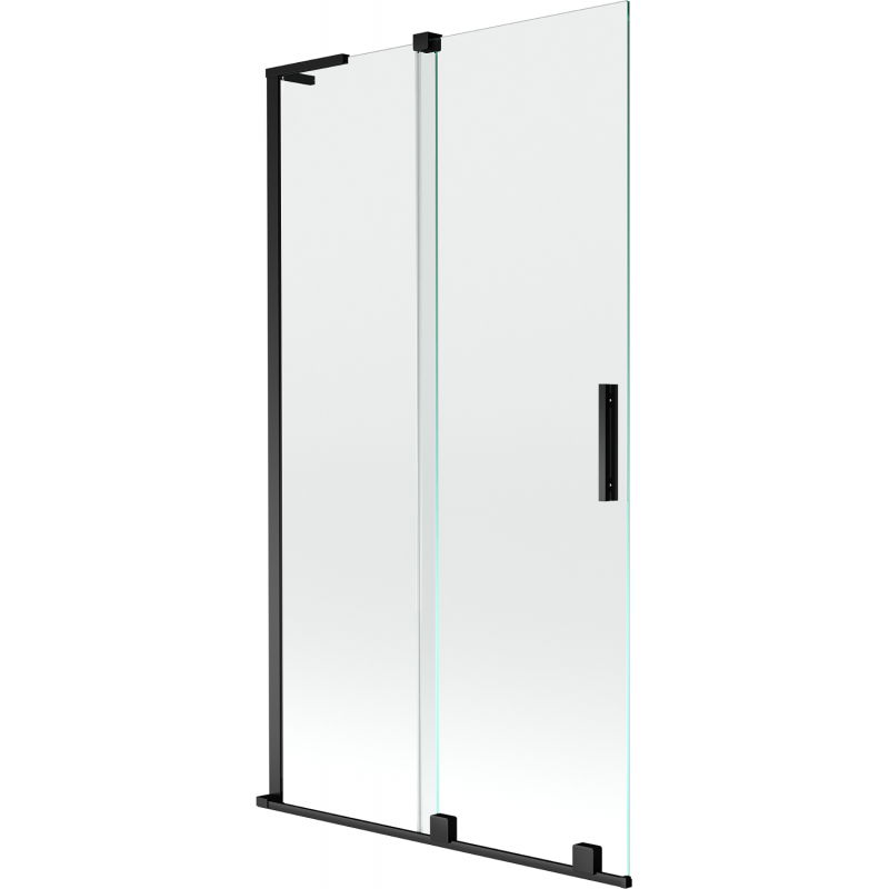 Mexen Velar L vanová zástěna 2-křídlá posuvná 100 x 150 cm, transparentní, černá - 896-100-003-01-70