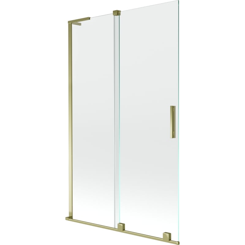Mexen Velar L vanová zástěna 2-křídlová posuvná 110 x 150 cm, transparentní, zlatá - 896-110-003-01-50