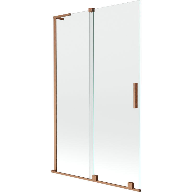 Mexen Velar L sprchová zástěna 2-křídlová posuvná 110 x 150 cm, transparentní, kartáčovaná měď - 896-110-003-01-65