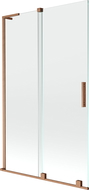 Mexen Velar L sprchová zástěna 2-křídlová posuvná 110 x 150 cm, transparentní, kartáčovaná měď - 896-110-003-01-65