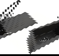 Mexen Cesar granitový kuchyňský dřez s odkapávačem a kuchyňskou baterií Duo, černý/zlatý metalik