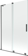 Mexen Velar L 2křídlá posuvná vana, přepážka 120 x 150 cm, transparentní, gun šedý kartáčovaný - 896-120-003-01-66