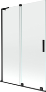 Mexen Velar L vanová zástěna dvoukřídlá posuvná 120 x 150 cm, transparentní, černá - 896-120-003-01-70