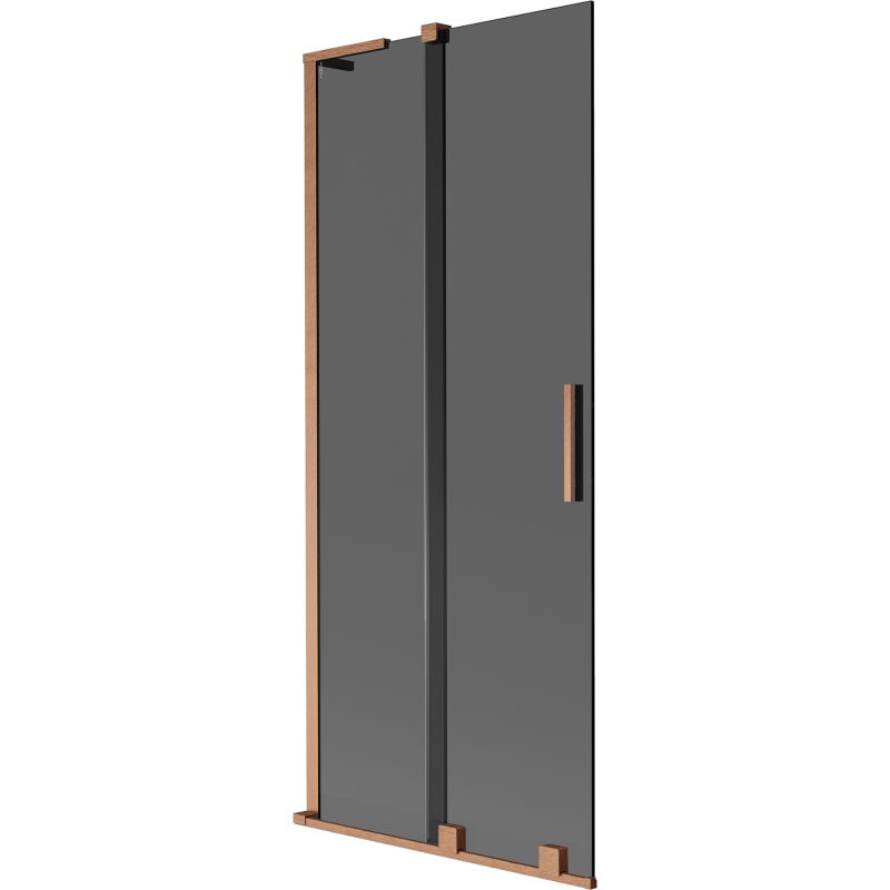 Mexen Velar L vanová zástěna 2dílná posuvná 80 x 150 cm, grafit, kartáčovaná měď - 896-080-003-41-65