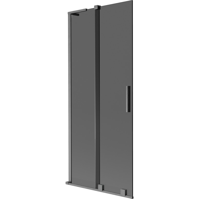 Mexen Velar L dvoudílná posuvná vanová zástěna 80 x 150 cm, grafit, kartáčovaný gun gray - 896-080-003-41-66