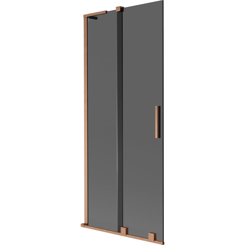 Mexen Velar L vanová zástěna 2-křídlová posuvná 85 x 150 cm, grafit, kartáčovaná měď - 896-085-003-41-65