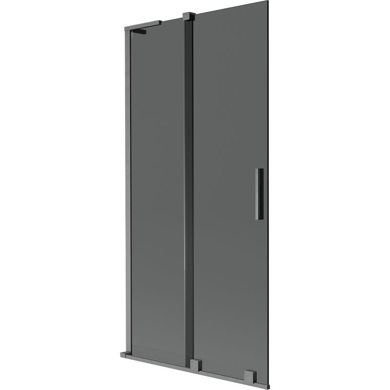 Mexen Velar L vanová zástěna dvoukřídlá posuvná 90 x 150 cm, grafitová, kartáčovaná gun gray - 896-090-003-41-66