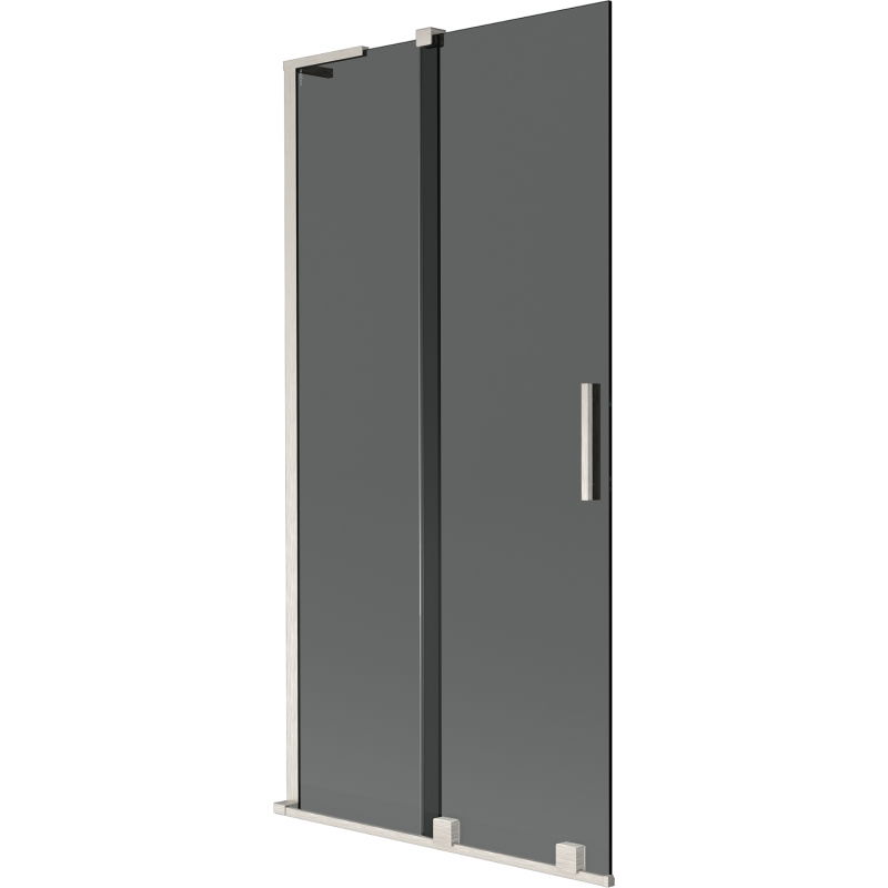 Mexen Velar L vanová zástěna 2-křídlová posuvná 95 x 150 cm, grafit, kartáčovaný nikl - 896-095-003-41-97