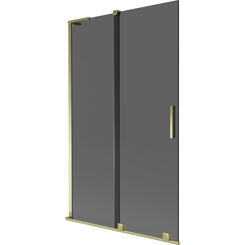 Mexen Velar L vanová zástěna 2křídlová posuvná 110 x 150 cm, grafitová, zlatá - 896-110-003-41-50