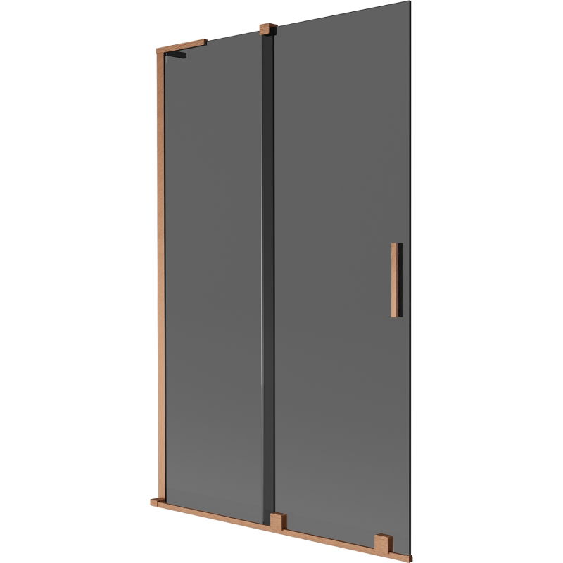 Mexen Velar L vanová zástěna 2-křídlová posuvná 110 x 150 cm, grafit, měď kartáčovaná - 896-110-003-41-65