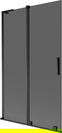 Mexen Velar L vanová zástěna 2-křídlová posuvná 110 x 150 cm, grafit, černá - 896-110-003-41-70