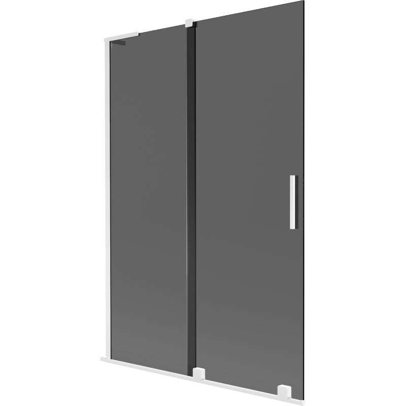 Mexen Velar L vanová zástěna 2křídlá posuvná 120 x 150 cm, grafit, bílá - 896-120-003-41-20