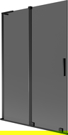 Mexen Velar L vanová zástěna dvoukřídlá posuvná 120 x 150 cm, grafit, černá - 896-120-003-41-70