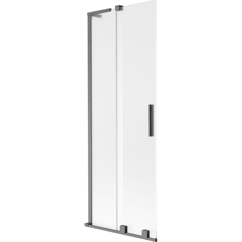 Mexen Velar L vanová zástěna 2-křídlová posuvná 70 x 150 cm, mléčné sklo, gun gray kartáčovaný - 896-070-003-31-66