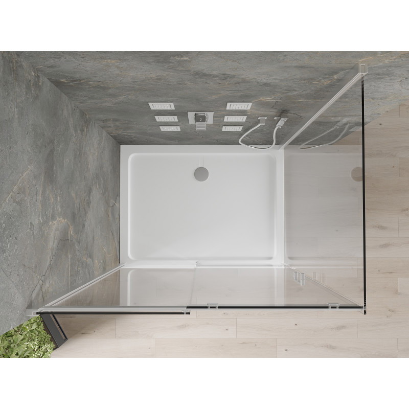 Mexen Omega zasouvací sprchový kout 130 x 90 cm, transparentní, chrom + vanička Flat - 825-130-090-01-00-4010