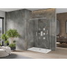 Mexen Omega posuvná sprchová kabina 140 x 70 cm, transparentní, chrom + sprchová vanička Flat - 825-140-070-01-00-4010