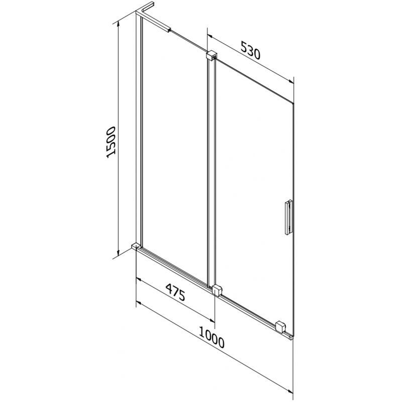 Mexen Velar L paravan na vanu 2křídlý posuvný 100 x 150 cm, mráz, bílý - 896-100-003-31-20