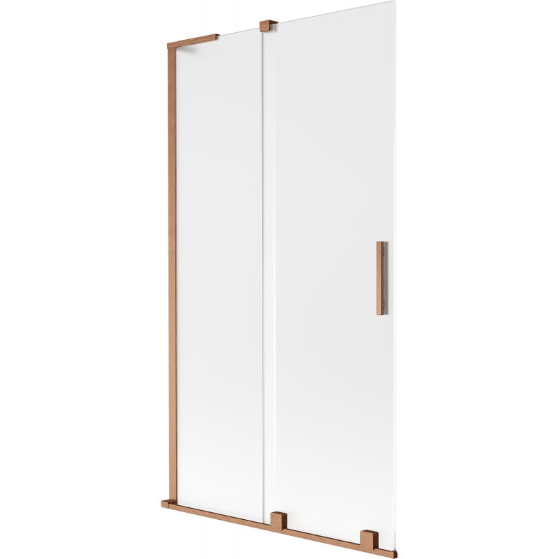 Mexen Velar L vanová zástěna 2-dílná posuvná 100 x 150 cm, námraza, kartáčovaná měď - 896-100-003-31-65