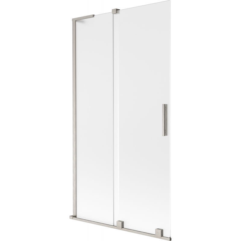 Mexen Velar L vanová zástěna dvoukřídlová posuvná 100 x 150 cm, matné sklo, kartáčovaný nikl - 896-100-003-31-97