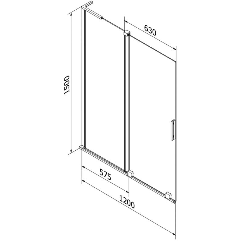 Mexen Velar L vanová zástěna 2-dílná posuvná 120 x 150 cm, mat, gun gray kartáčovaný - 896-120-003-31-66
