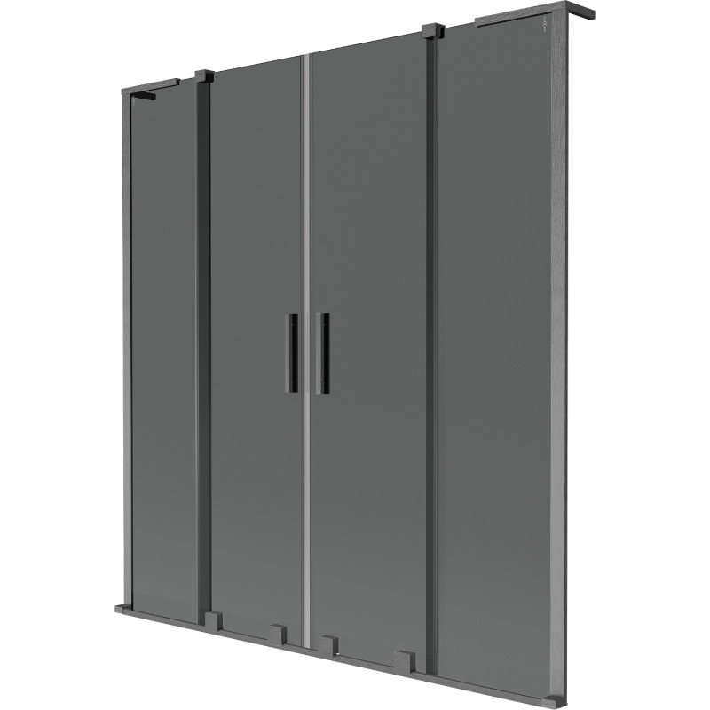 Mexen Velar L Duo vanová zástěna 2-křídlová posuvná 150 x 150 cm, grafit, gun gray kartáčovaná - 896-150-003-42-66