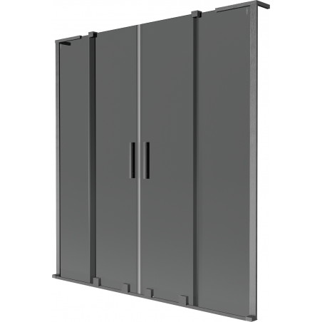 Mexen Velar L Duo vanová zástěna 2-křídlová posuvná 150 x 150 cm, grafit, gun gray kartáčovaná - 896-150-003-42-66