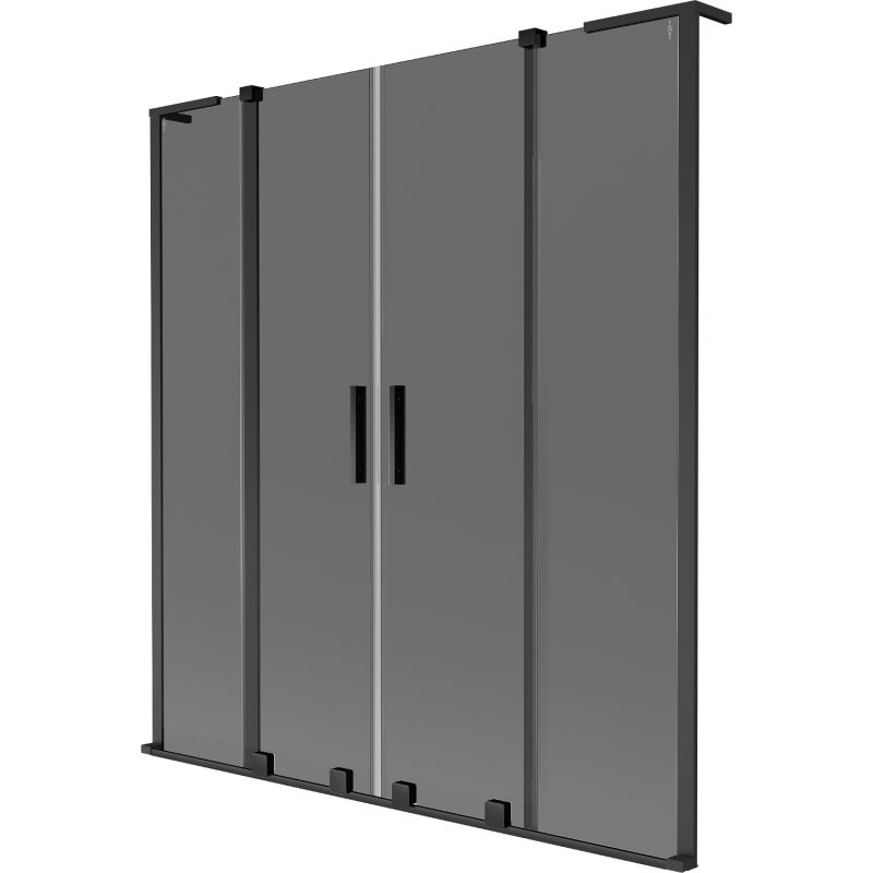 Mexen Velar L Duo vanová zástěna 2-křídlová posuvná 150 x 150 cm, grafit, černá - 896-150-003-42-70