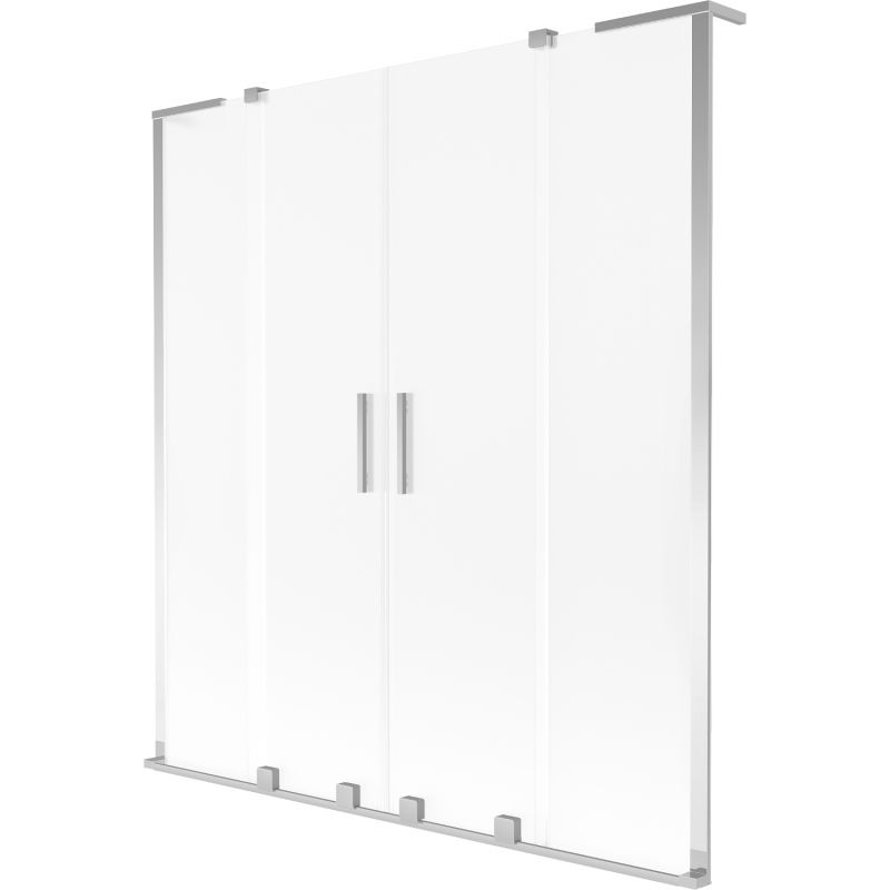 Mexen Velar L Duo vanová zástěna dvoukřídlá posuvná 150 x 150 cm, námraza, chrom - 896-150-003-32-01